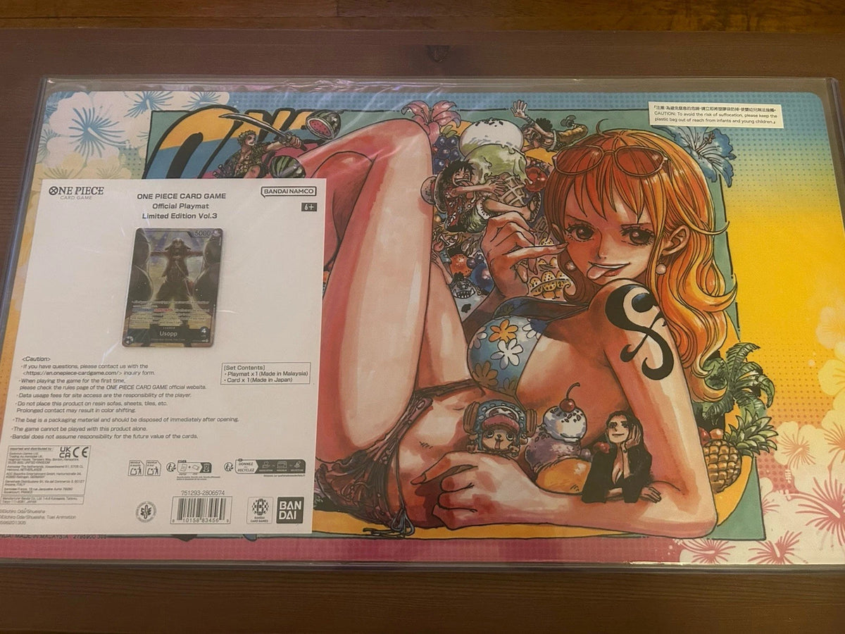 One Piece Card Game Official Playmat Limited Edition Vol.3 inglese, confezione sigillata con carta Usopp