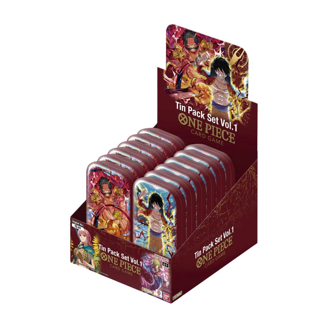 One Piece TS01 Tin Pack Set Vol.1 — display da 12 tin